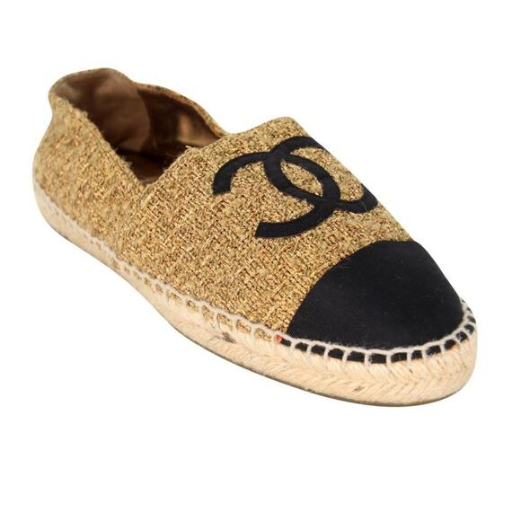 Chanel Crinkled 37 Tweed Cap Toe Runway Rare CC Flats CC-0712N-0009 - Picture 7 of 12